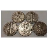 5 - WALKING LIBERTY HALVES 90%