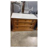 MARBLE TOP ANTQ 3 DRAWER LOW CHEST