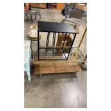 GLASS & WOOD COCKTAIL TABLE W/ METAL SIDE TABLE