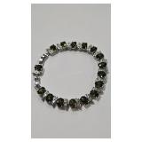 925 PERIDOT COLOR & CZ ADJ  BRACELET
