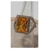 925 CITRINE COLOR & CZ RING