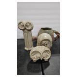 JARU OWL SCULPTURES & ART POTTERY PITCHER