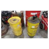 2- 16 GALLON SAE 85 W/140 OIL DRUMS, 1 FULL,