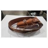 LEATHER AMMO BELT WITH PISTOL HOLSTER