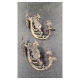 2 - VTG FRENCH METAL GRIFFON SCONCES