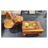BURL KNOT BOWL & CEDAR TREASURE BOX