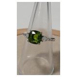 925 PERIDOT COLOR & CZ RING
