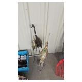 3 DECORATIVE METAL CRANE STATUES
