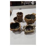 4 - SMALL LOG STYLE PLANTERS