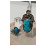 2 - SOUTHWEST 925 TURQUOISE RINGS