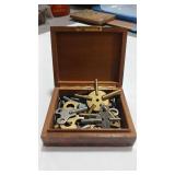 ANTQ & VTG CLOCK KEYS W/ MAHOGANY BOX
