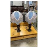 2 - TUSCAN STYLE LAMPS W/ VICTORIAN SHADES
