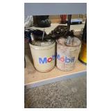 2- MOBIL 1 GALVANIZED OIL CANS