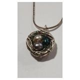 925 & FRESHWATER PEARL 'BIRDS NEST NECKLACE'