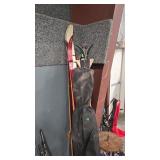 GROUP OF ANTIQUE SKIS AND BAMBOO POLES