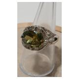 925 PERIDOT COLOR & CZ RING