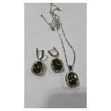 925 PERIDOT COLOR NECKLACE & EARRINGS