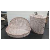 FRENCH ENAMEL VTG WALL BASIN & BOWL 2 PC