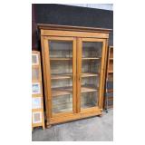 WOOD VTG STORE GLASS FRONT DISPLAY CABINET