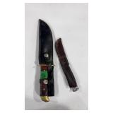 KABAR AND OTHER FIXED BLADE KNIFE W/ LEATHER SHEAT