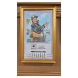 MOBIL GAS 1938 ADVERTISING CALENDAR - FRAMED
