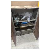 METAL STROAGE CABINET W/ ASSORTED TUBING AND MORE