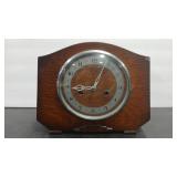 SMITHS ENFIELD  ART DECO WOOD MANTLE CLOCK W/KEY