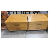 2 - 2 DRAWER  WOOD & METAL ACCENT TABLES