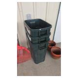 3- RUBBERMAID 30 GALLON TRASH CONTAINERS