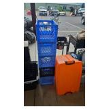 5 MILK CRATES AND LARGE PLASTIC TOTE