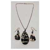 925 ZEBRA MUSSEL EARRINGS & NECKLACE
