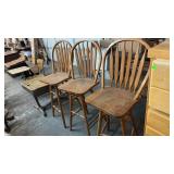 3 OAK SWIVEL BAR STOOLS
