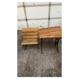 ANTIQUE SCHOOL DESK & BENCH
