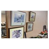 4 FRAMED DUCK PRINTS (2 HAVE STAMPS W/ IT)
