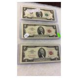 TWO 1963 SERIES TWO DOLLAR BILLS RED LABEL, 2017