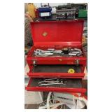 RED TOOL BOX W/ MISC TOOLS INSIDE