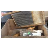 WASHBOARD, ROLLING PIN & VINTAGE DOOR KNOB