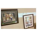2 FRAMED PRINTS, BOY W/ HORSE & LADY