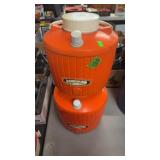 2 ORANGE VEGABOUND THERMOS COOLERS