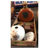 JAPANESE BOTTLE, LEATHER BOUND FLASK, COUNTER &