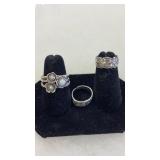 3 STERLING SILVER RINGS