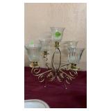 BRASS & GLASS 5 CANDLE CANDLEABRA