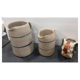 2 - MARSHALL POTTERY BLUE BAND PITCHERS