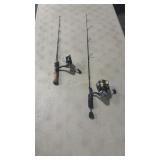 MOJO ICE AND FENWICK ICE FISHING POLES W/ REELS
