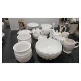 MILK GLASS ASSORTMENT INCL FENTON