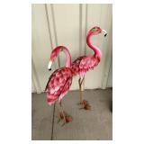 2 OUTDOOR DECORATIVE METAL FLAMINGOS