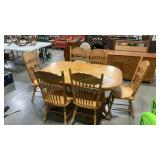 OAK DINING TABLE 6 CHAIRS 2 - 18' LEAVES