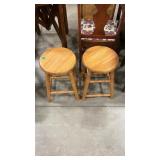 2 - OAK SHORT STOOLS