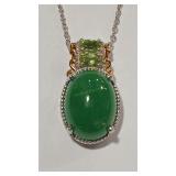 925 GREEN JADE CABOCHON & PERIDOT COLOR