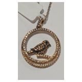 925 GOLD TONE & CZ BIRD NECKLACE